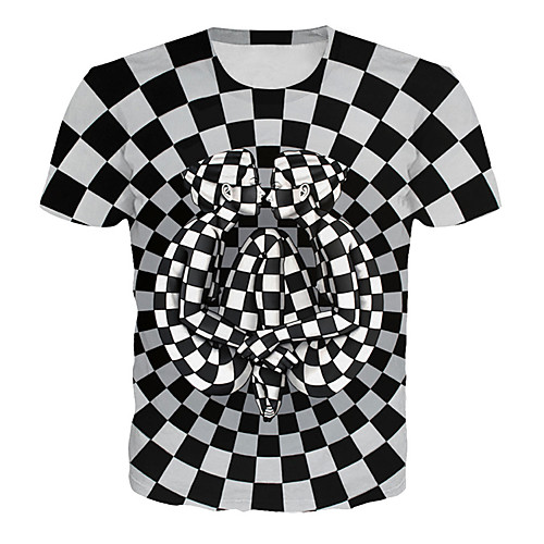 

Men's Daily Club Basic / Exaggerated T-shirt - 3D / Graphic / Visual Deception Rubik's Cube, Print White
