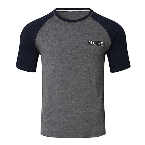 

Men's Daily Going out Basic / Street chic T-shirt - Letter Print Dark Gray
