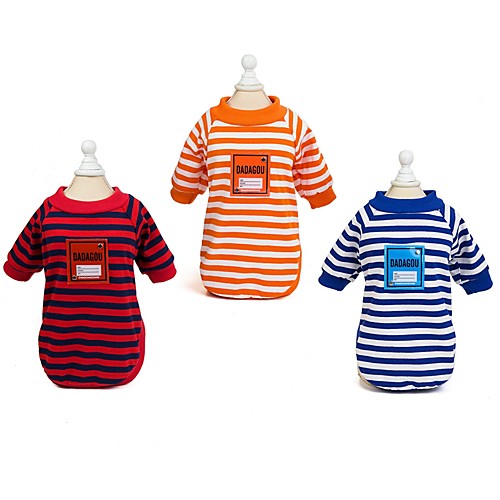 

Dog Shirt / T-Shirt Vest Dog Clothes Red Orange Blue Costume Husky Labrador Alaskan Malamute Cotton Stripes Casual / Daily S M L XL XXL
