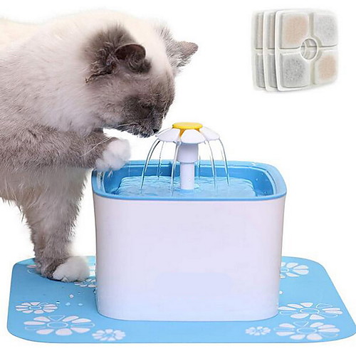 

Cat Water Fountain, Flower Drinking Fountain Pet Water Dispenser Super Quiet, Healthy and Hygienic Drinking Bowl with Fresh Clean Water for Cats, Puppies (Light Blue)