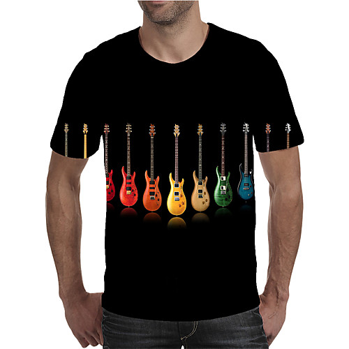 

Men's Daily Going out Street chic / Exaggerated T-shirt - Geometric / 3D / Graphic Pleated / Print Rainbow
