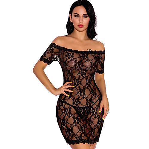 

Women's Lace / Peplum / Mesh Suits Nightwear Solid Colored Wine Purple Fuchsia S M L