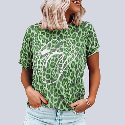 

Women's Daily Cotton T-shirt - Leopard Print Blushing Pink