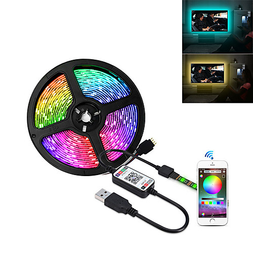 

5m Flexible LED Light Strips / RGB Strip Lights 150 LEDs SMD5050 10mm 2 x USB Connecting Line / WiFi Controller 1 set RGB Halloween / Christmas Waterproof / USB / Decorative 5 V