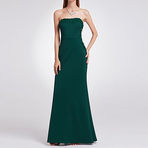 

Sheath / Column Strapless Floor Length Polyester Minimalist / Green Engagement / Formal Evening Dress with Sleek 2020