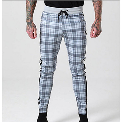 

Men's Sporty Sweatpants Pants - Plaid / Checkered Light gray Black Gray US38 / UK38 / EU46 US40 / UK40 / EU48 US42 / UK42 / EU50