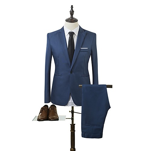 

Men's Suits Notch Lapel Polyester Wine / Khaki / Blue