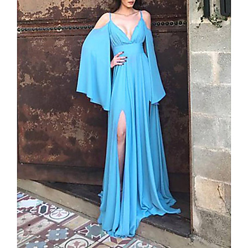

Women's Blue Dress Sheath Solid Color S M