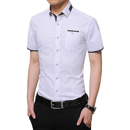 

Men's Daily Work Business / Basic Shirt - Plaid Print Wine