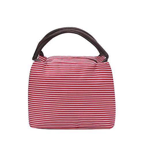 

Women's Zipper Oxford Cloth Top Handle Bag Striped Light Coffee / Purple / Red