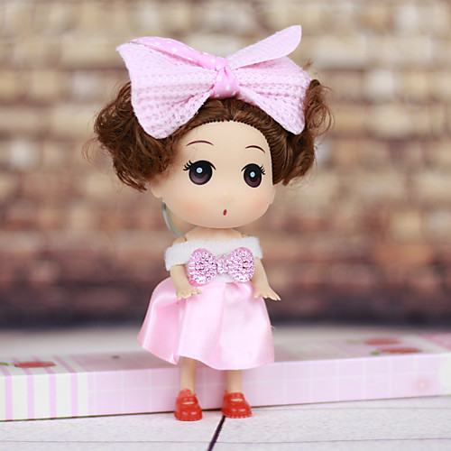 

Mousse Curly Short Hair Little Girl Wearing Dress Spring Head ABS Doll Desktop Furnishing Article(Random Color,1PCS)