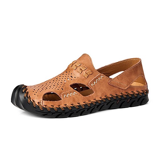 

Men's Cowhide Summer Sandals Non-slipping Brown / Black