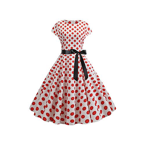 

Women's Purple Yellow Dress A Line Polka Dot S M