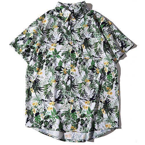 

Men's Daily Beach Basic Shirt - Floral Tropical Leaf, Print White