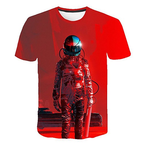 

Men's Daily Going out Basic / Street chic T-shirt - Geometric Print Red
