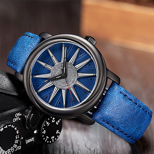 

Men's Dress Watch Japanese Quartz PU Leather 30 m Water Resistant / Waterproof Day Date Analog Casual Cool - Blue Brown Black One Year Battery Life