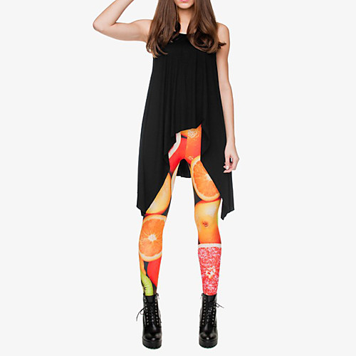 

Women's Sports / Yoga Sporty / Basic Legging - Print, Print Mid Waist Orange One-Size