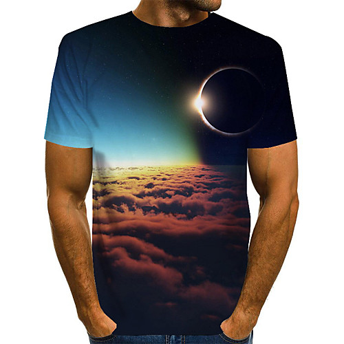 

Men's Plus Size Galaxy 3D Print T-shirt Basic Street chic Daily Going out Round Neck Black / Short Sleeve