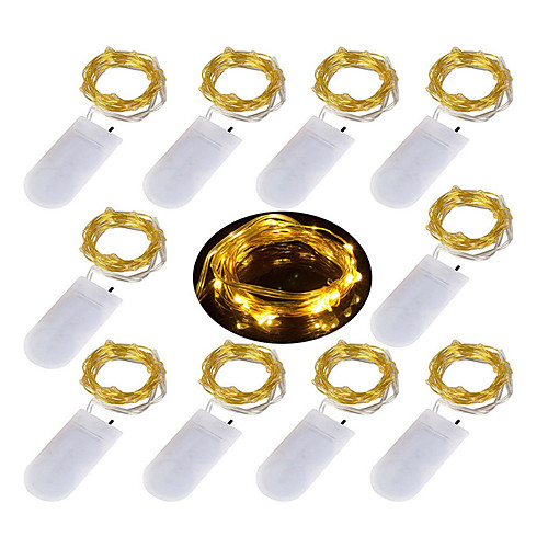 

10pcs Three Functions 1m10LEDs Copper Wire Fairy Lights Flicker Battery Powered LED String Lights Party Wedding Indoor Christmas Decoration Garland Lights