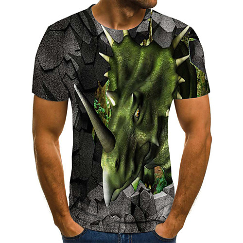 

Men's Holiday Going out Street chic / Exaggerated T-shirt - Geometric / Color Block / 3D Print Rainbow