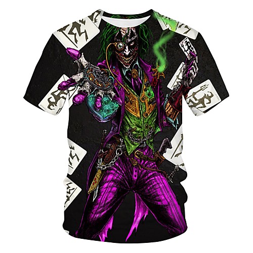 

Men's Going out Club Street chic / Exaggerated T-shirt - Color Block / 3D / Tribal Print Rainbow