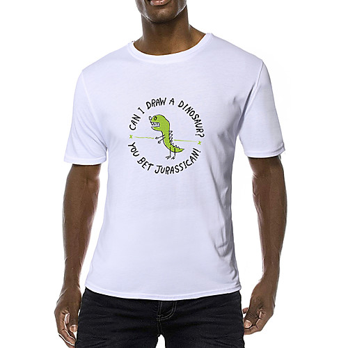 

Men's Daily Sports Business / Basic T-shirt - Solid Colored / Animal / Letter Black & White, Print Yellow