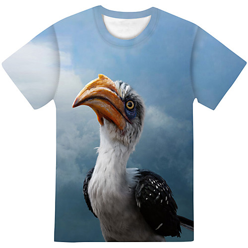 

Men's Daily Going out Street chic / Exaggerated T-shirt - Color Block / 3D / Abstract Blue