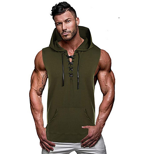 

Men's EU / US Size Graphic Solid Colored Tank Top - Cotton Daily Hooded Army Green / Black / Gray / Sleeveless