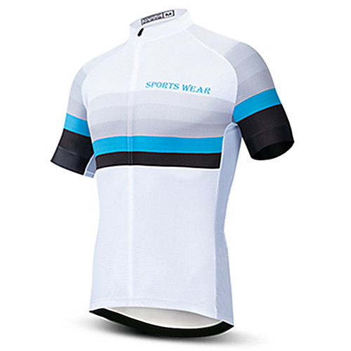 

21Grams Men's Short Sleeve Cycling Jersey Black / White Stripes Bike Jersey Top Mountain Bike MTB Road Bike Cycling UV Resistant Breathable Quick Dry Sports Clothing Apparel / Stretchy / Race Fit