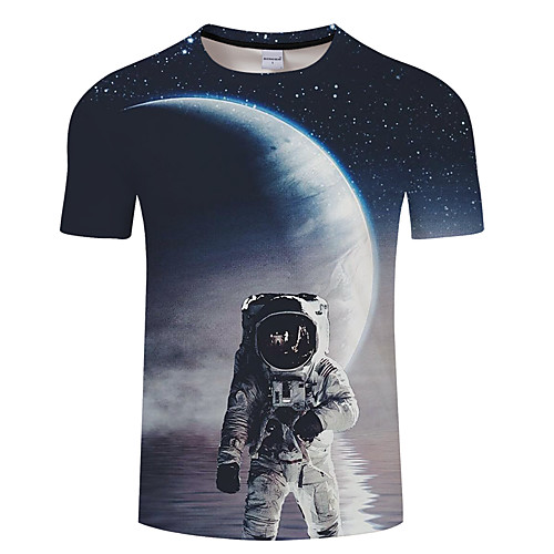 

Men's Daily Going out Exaggerated T-shirt - Galaxy / 3D Print Royal Blue