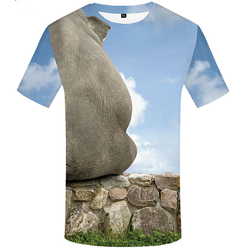 

Men's Daily Sports Basic / Street chic T-shirt - 3D / Graphic Print Blue