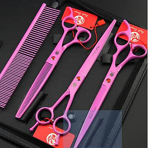 

Rodents Dog Cat Outfits Grooming Stainless steel Grooming Kits Scissor Portable Durable Pet Grooming Supplies Pink Four-piece Suit