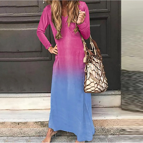 

Women's Blushing Pink Red Dress A Line Color Block S M