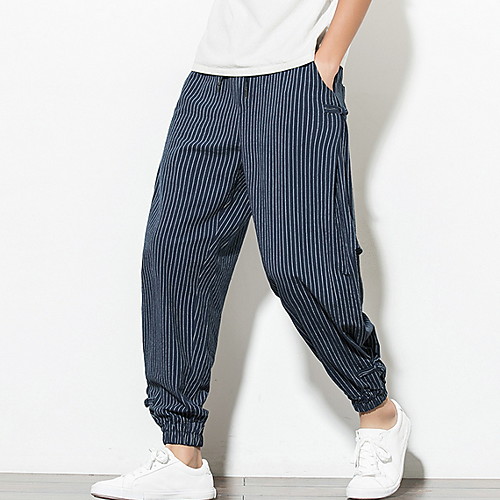 

Men's Sporty Chinos Pants - Striped White Black Navy Blue US32 / UK32 / EU40 US34 / UK34 / EU42