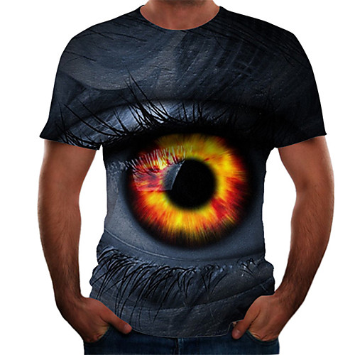 

Men's Daily Basic T-shirt - Color Block / 3D Print Navy Blue