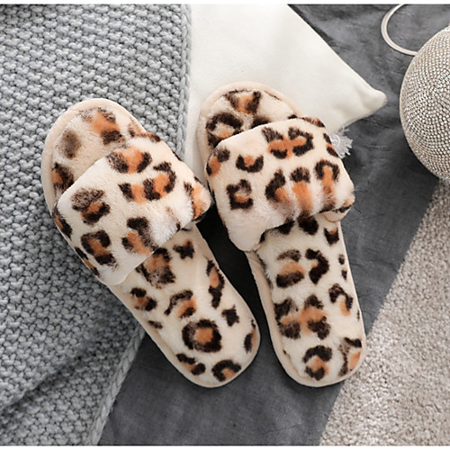 

Women's Slippers & Flip-Flops Flat Heel Open Toe Rabbit Fur Summer Army Green / Pink / Beige