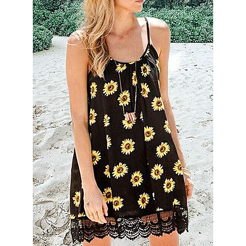 

Women's Black Dress A Line Floral S M