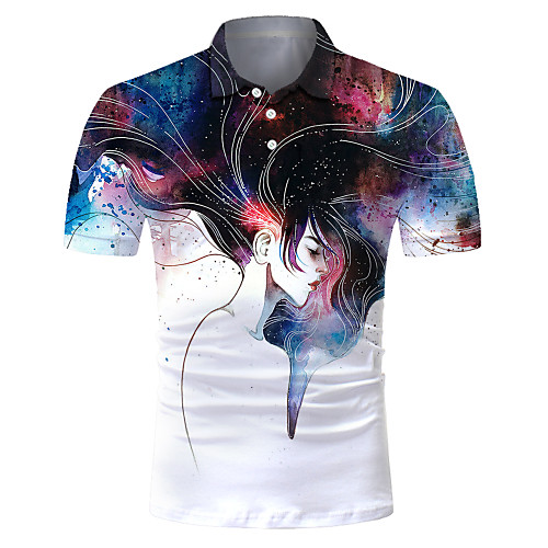 

Men's Club Weekend Rock / Exaggerated Polo - Color Block / 3D / Cartoon Print Rainbow