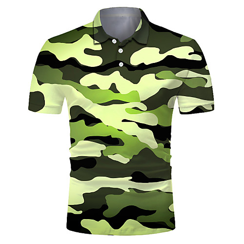 

Men's Club Weekend Rock / Exaggerated Polo - Color Block / 3D / Camo / Camouflage Print Green