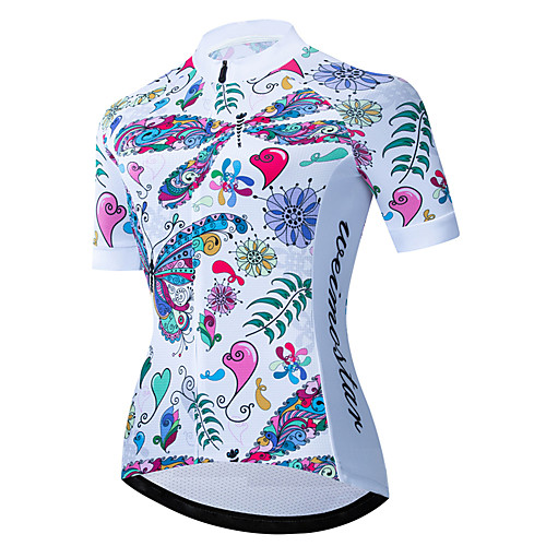 

21Grams Women's Short Sleeve Cycling Jersey 100% Polyester Blue / White Butterfly Floral Botanical Bike Jersey Top Mountain Bike MTB Road Bike Cycling UV Resistant Breathable Quick Dry Sports