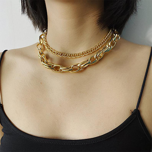 

Women's Chain Necklace Necklace Layered Necklace Stacking Stackable Statement Classic Vintage Punk Chrome Gold 40 cm Necklace Jewelry 1pc For Masquerade Street Birthday Party Festival