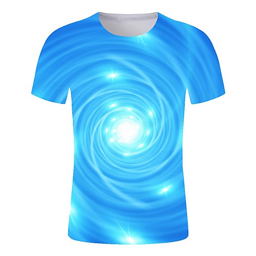 

Men's Daily Going out Basic / Street chic T-shirt - Geometric / 3D / Visual Deception Print Blue