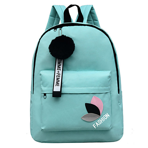 

Large Capacity Polyester Oxford Zipper Commuter Backpack Solid Color Daily Blushing Pink / Green / Black