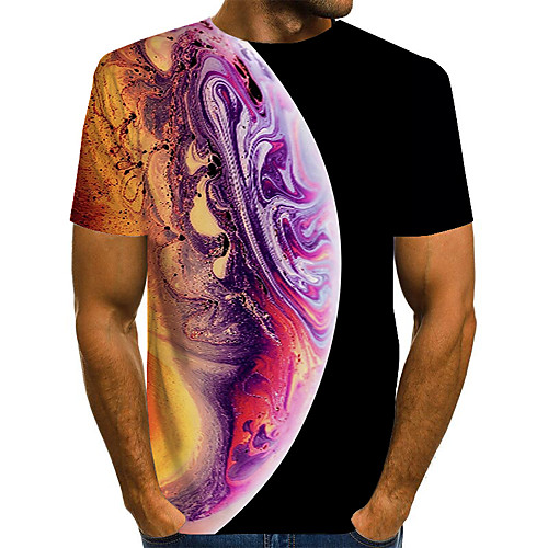 

Men's Daily Going out Basic / Street chic T-shirt - 3D / Graphic Print Rainbow
