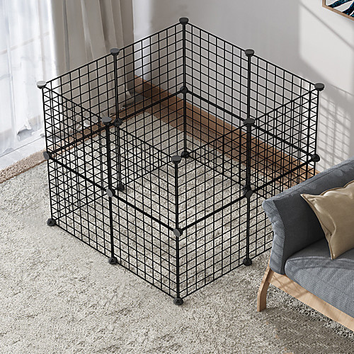 

Dog Playpen Play House Fence Systems Foldable Washable Durable Free Standing Metal Black 16