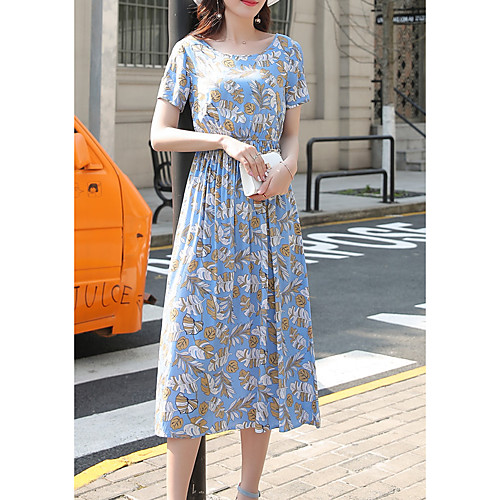 

Women's Green Blue Dress Sheath Floral S M