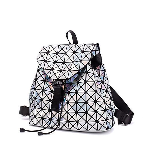 

Large Capacity PU Sequin Commuter Backpack Geometric Pattern Daily Silver