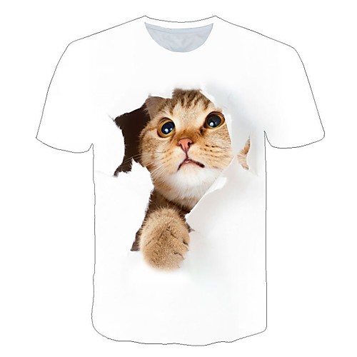 

Women's Daily Sports Basic / Street chic T-shirt - 3D / Animal Print White