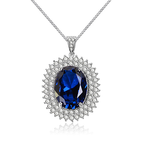 

10 carat Synthetic Sapphire Necklace Alloy For Women's Oval cut Antique Luxury Elegant Bridal Wedding Party Evening Formal High Quality Big