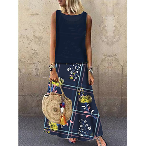 

Women's Floral Navy Blue Dress Casual Summer Shift Floral M L